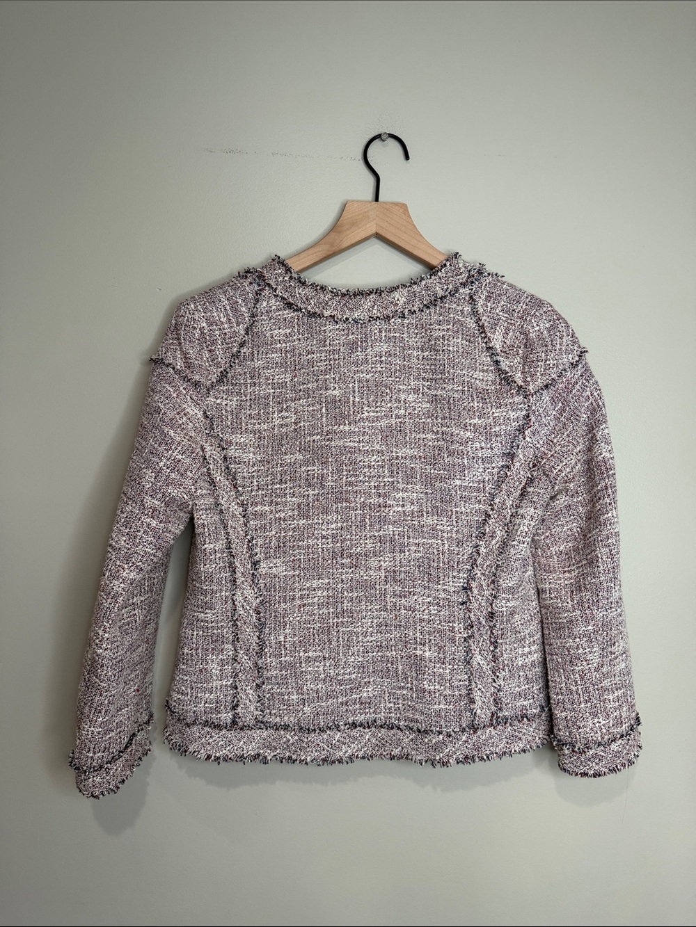 Banana Republic Burgundy and Navy tweed zip-front jacket 4 - Picture 7 of 10